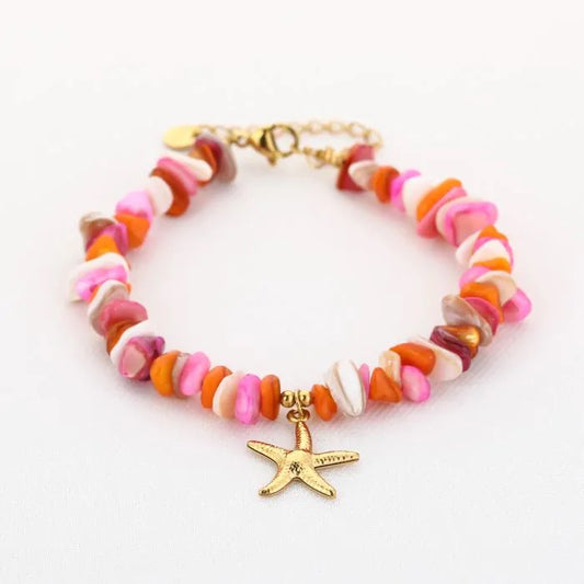 Natuur stenen armband met zeester
